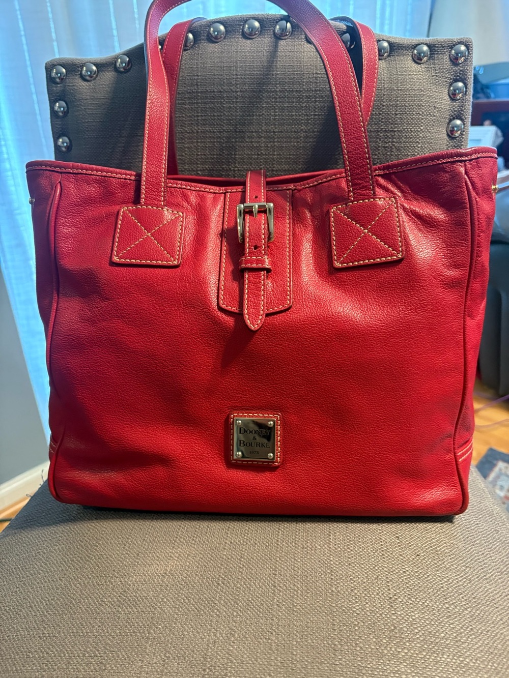 🔥Dooney Bourke Vintage Red Large Shopper Tote Shoulder Bag Leather Made In USA